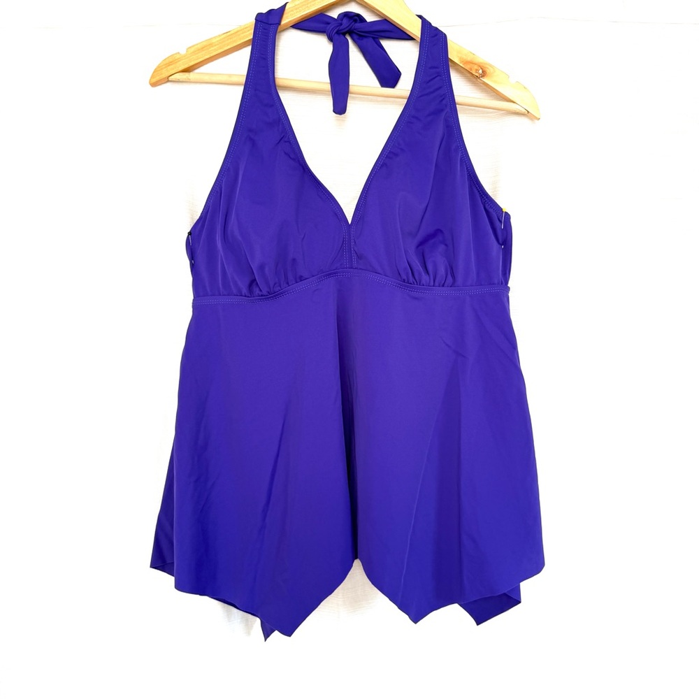 Swimsuits for All Purple Halter Tankini Top